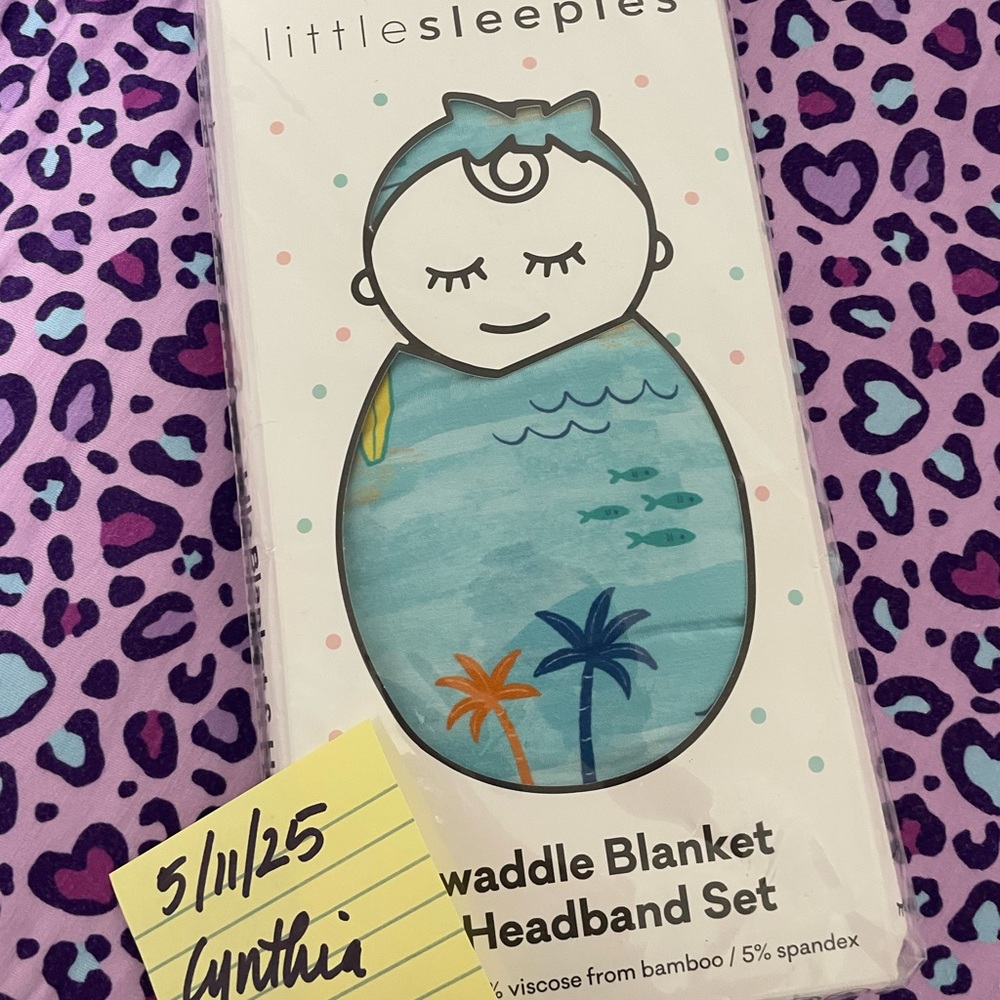 Little Sleepies Swaddle Blanket and Headband Set